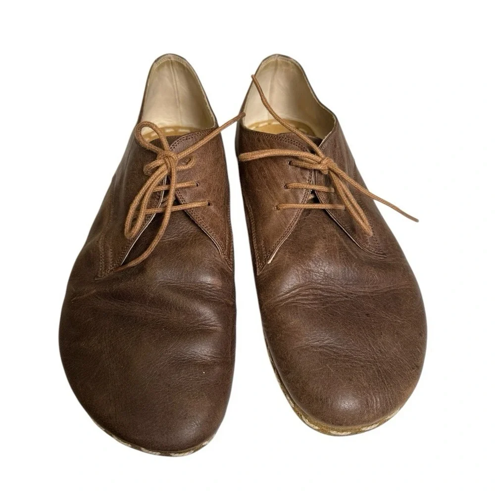 TIGRIS Men's Brown Leather Lace-Up Shoes Size 41‎ Comfortable Casual Footwear SU
